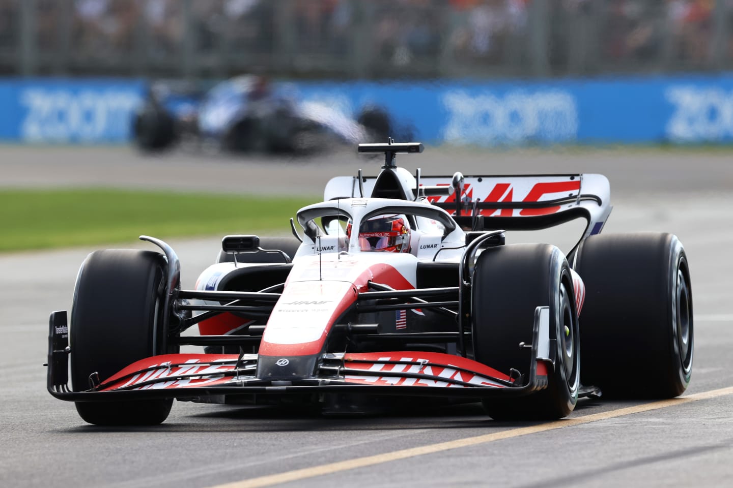 MELBOURNE, AUSTRALIA - APRIL 10: Kevin Magnussen of Denmark driving the (20) Haas F1 VF-22 Ferrari on track during the F1 Grand Prix of Australia at Melbourne Grand Prix Circuit on April 10, 2022 in Melbourne, Australia. (Photo by Robert Cianflone/Getty Images)