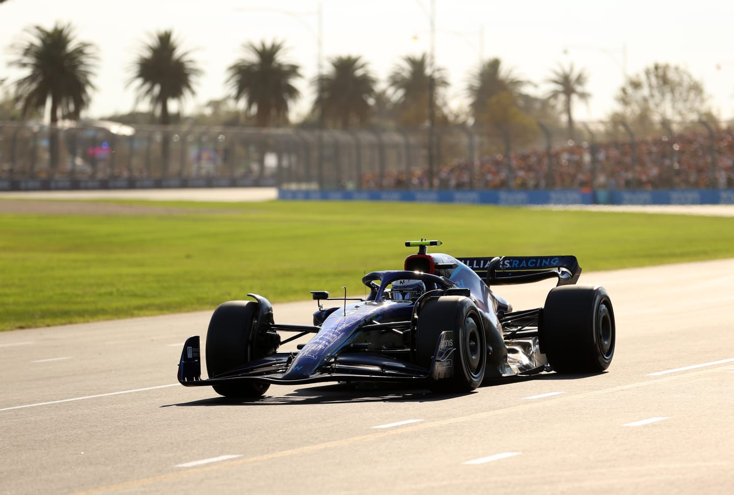 MELBOURNE, AUSTRALIA - APRIL 10: Nicholas Latifi of Canada driving the (6) Williams FW44 Mercedes on track during the F1 Grand Prix of Australia at Melbourne Grand Prix Circuit on April 10, 2022 in Melbourne, Australia. (Photo by Robert Cianflone/Getty Images)