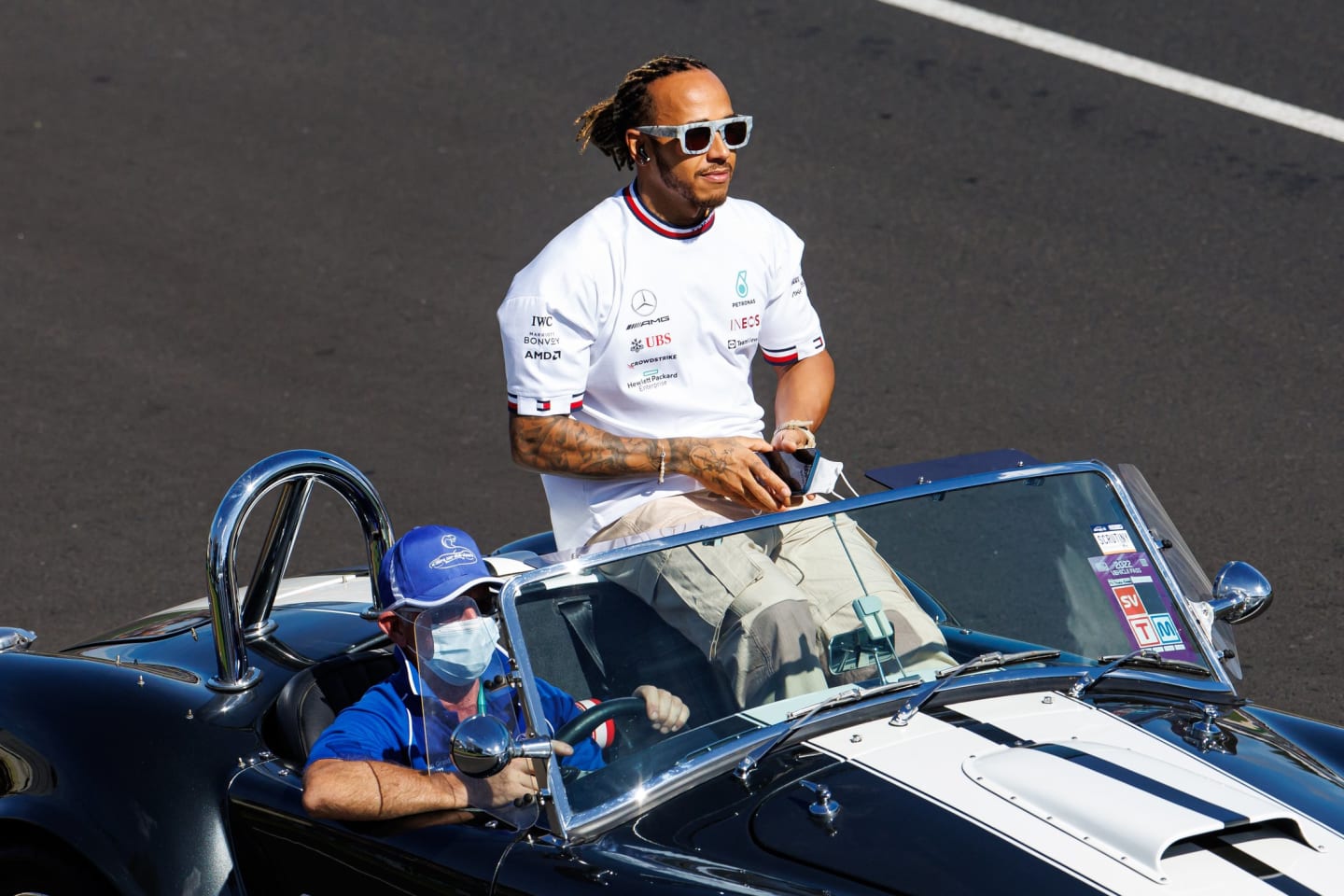 MELBOURNE, AUSTRALIA - APRIL 10: Lewis Hamilton of Great Britain during the drivers parade lap