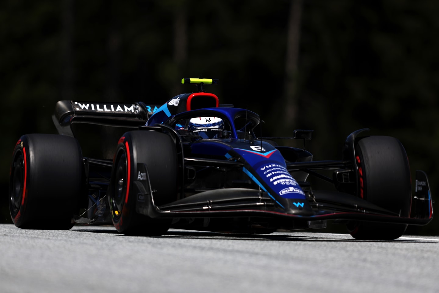 SPIELBERG, AUSTRIA - JULY 08: Nicholas Latifi of Canada driving the (6) Williams FW44 Mercedes on track during practice ahead of the F1 Grand Prix of Austria at Red Bull Ring on July 08, 2022 in Spielberg, Austria. (Photo by Bryn Lennon/Getty Images)