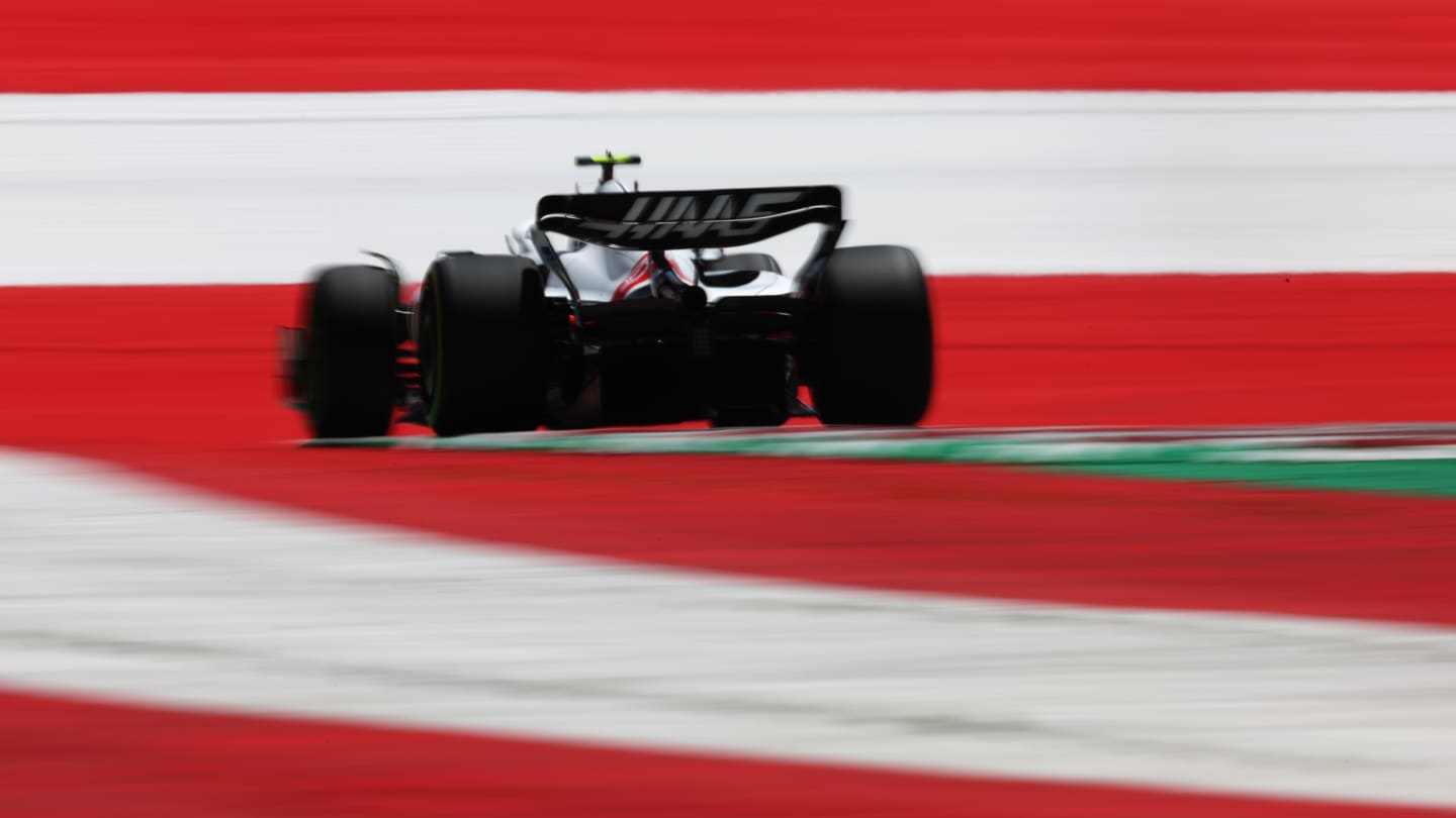SPIELBERG, AUSTRIA - JULY 08: Mick Schumacher of Germany driving the (47) Haas F1 VF-22 Ferrari on track during practice ahead of the F1 Grand Prix of Austria at Red Bull Ring on July 08, 2022 in Spielberg, Austria. (Photo by Lars Baron - Formula 1/Formula 1 via Getty Images)