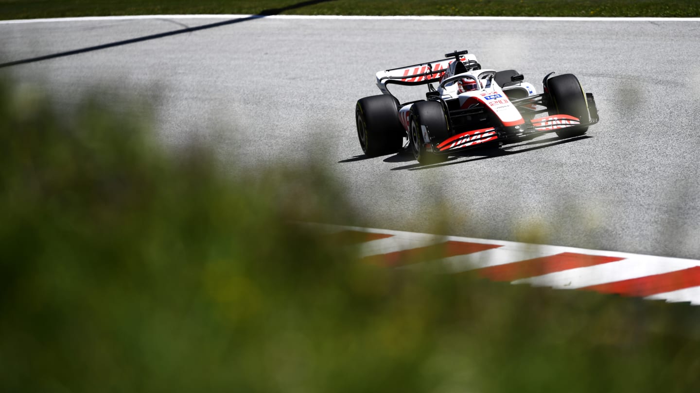 SPIELBERG, AUSTRIA - JULY 08: Kevin Magnussen of Denmark driving the (20) Haas F1 VF-22 Ferrari on track during practice ahead of the F1 Grand Prix of Austria at Red Bull Ring on July 08, 2022 in Spielberg, Austria. (Photo by Rudy Carezzevoli - Formula 1/Formula 1 via Getty Images)