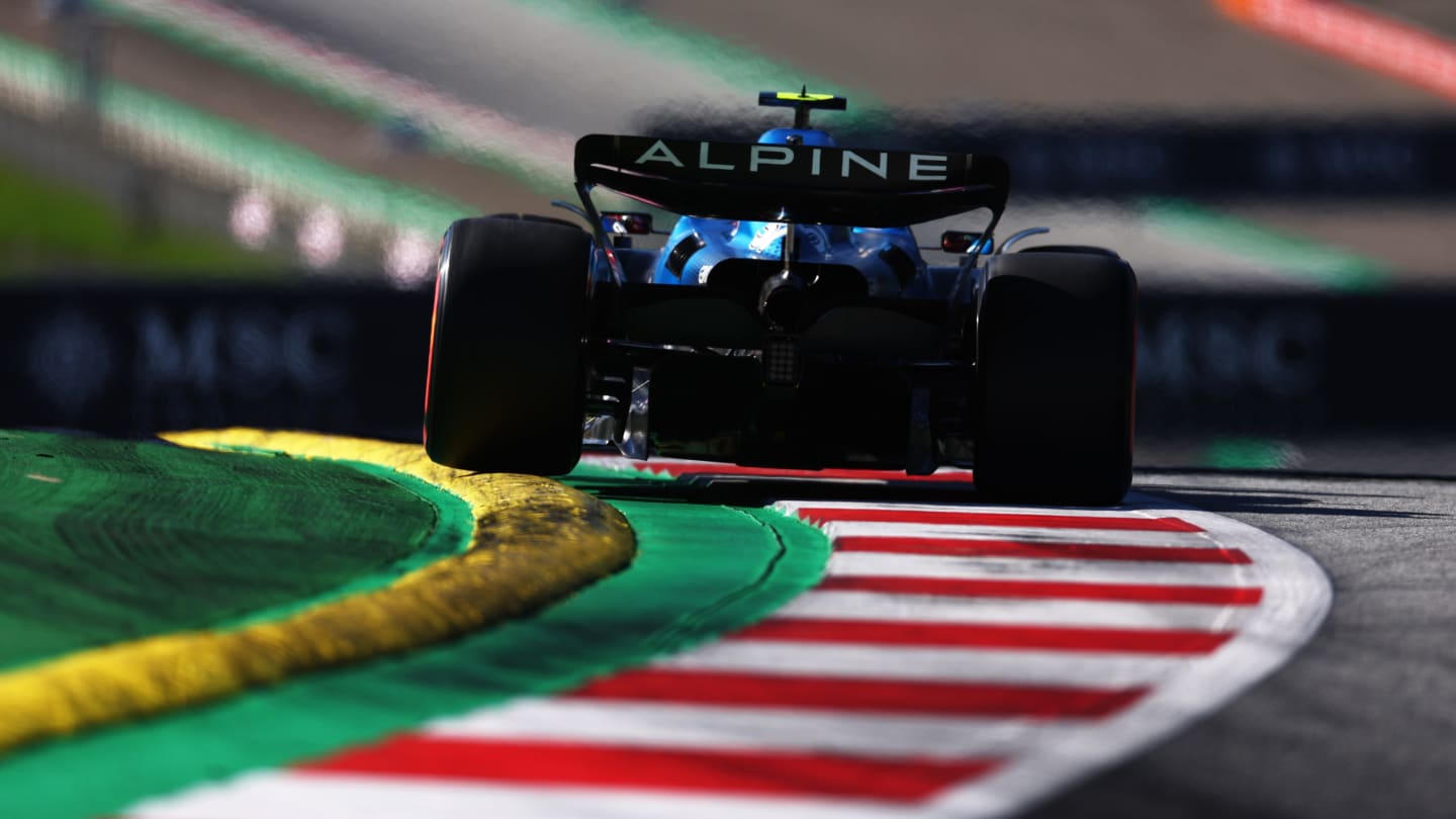 SPIELBERG, AUSTRIA - JULY 08: Esteban Ocon of France driving the (31) Alpine F1 A522 Renault on track during qualifying ahead of the F1 Grand Prix of Austria at Red Bull Ring on July 08, 2022 in Spielberg, Austria. (Photo by Lars Baron - Formula 1/Formula 1 via Getty Images)