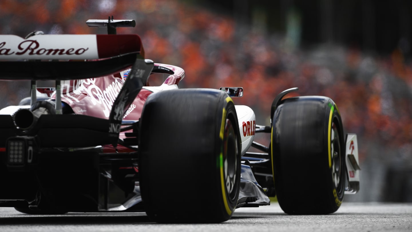 SPIELBERG, AUSTRIA - JULY 09: Valtteri Bottas of Finland driving the (77) Alfa Romeo F1 C42 Ferrari