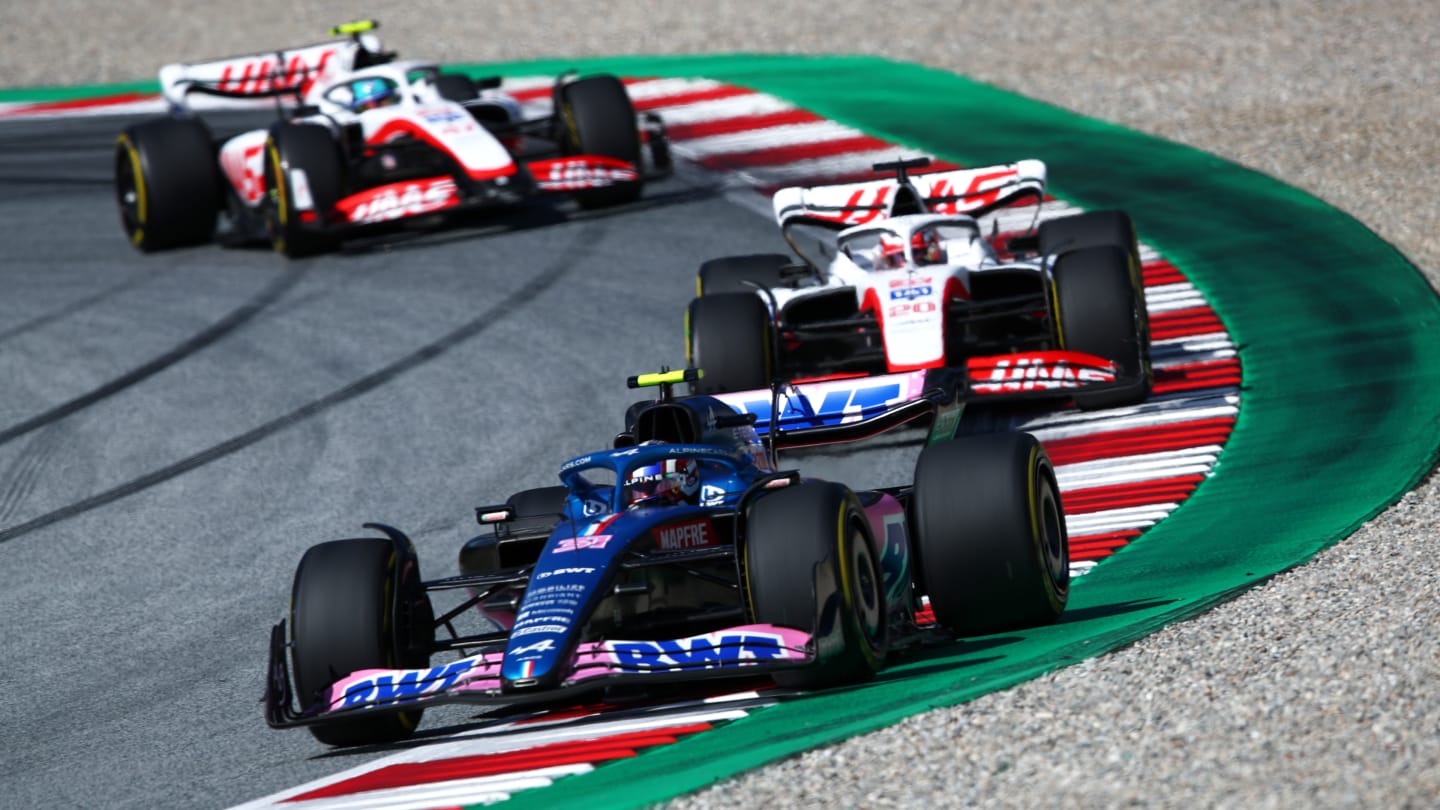 SPIELBERG, AUSTRIA - JULY 09: Esteban Ocon of France driving the (31) Alpine F1 A522 Renault leads