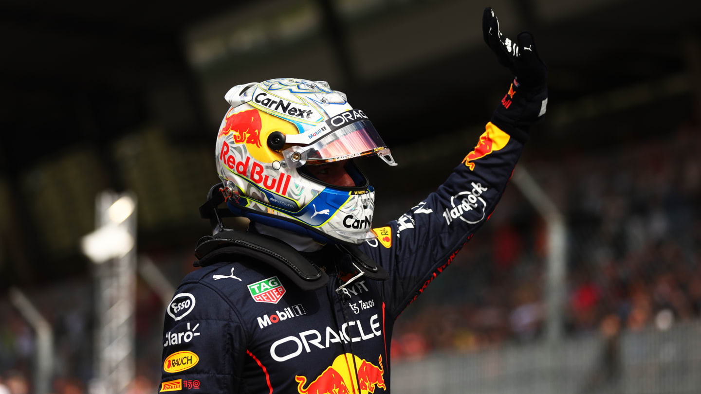 SPIELBERG, AUSTRIA - JULY 09: Sprint winner Max Verstappen of the Netherlands and Oracle Red Bull Racing celebrates in parc ferme during the F1 Grand Prix of Austria Sprint at Red Bull Ring on July 09, 2022 in Spielberg, Austria. (Photo by Lars Baron - Formula 1/Formula 1 via Getty Images)