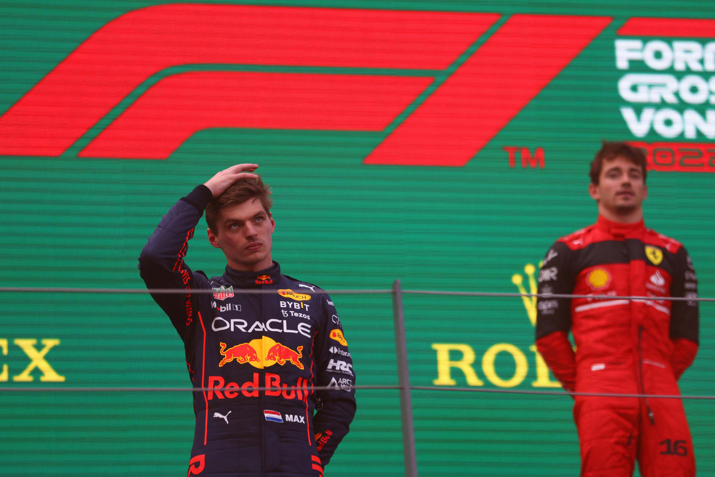 SPIELBERG, AUSTRIA - JULY 10: Second placed Max Verstappen of the Netherlands and Oracle Red Bull