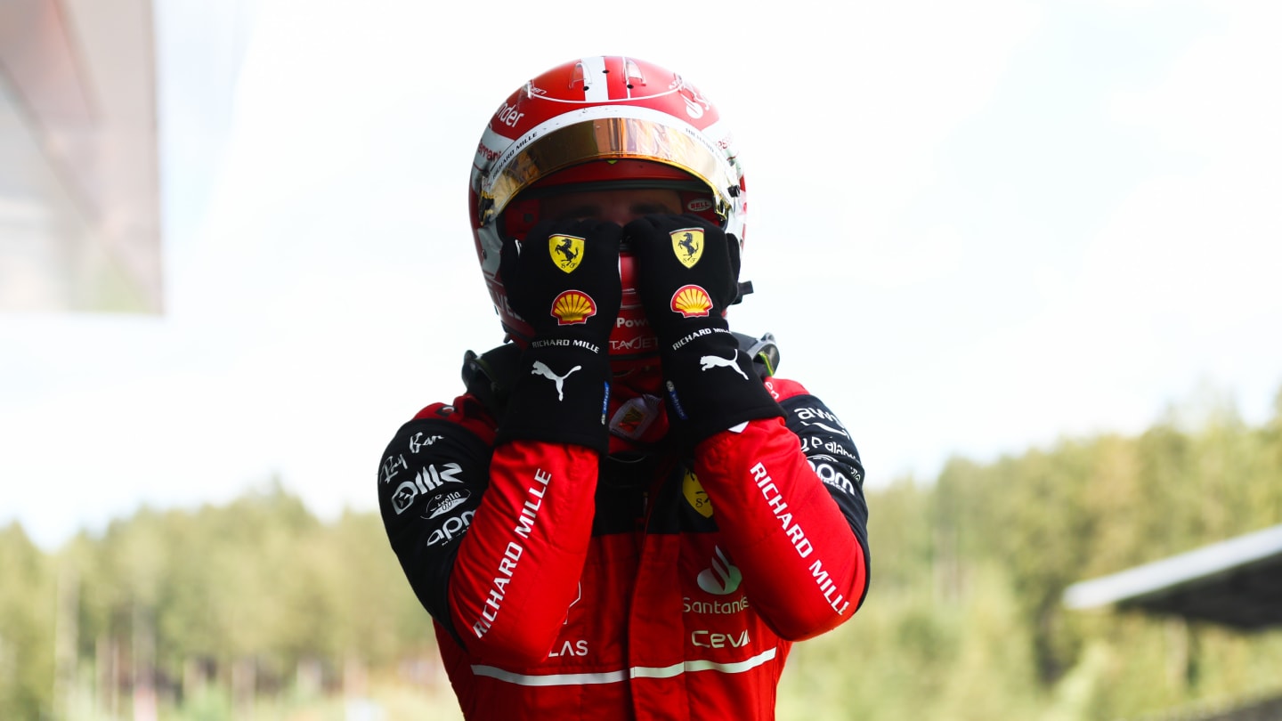 SPIELBERG, AUSTRIA - JULY 10: Race winner Charles Leclerc of Monaco and Ferrari celebrates in parc