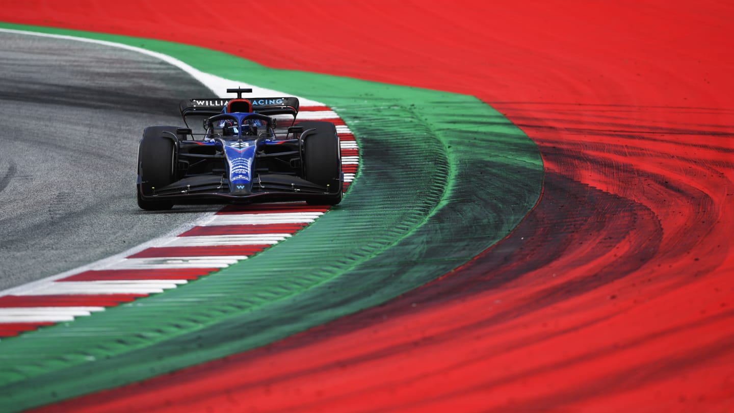 SPIELBERG, AUSTRIA - JULY 10: Alexander Albon of Thailand driving the (23) Williams FW44 Mercedes on track during the F1 Grand Prix of Austria at Red Bull Ring on July 10, 2022 in Spielberg, Austria. (Photo by Rudy Carezzevoli - Formula 1/Formula 1 via Getty Images)