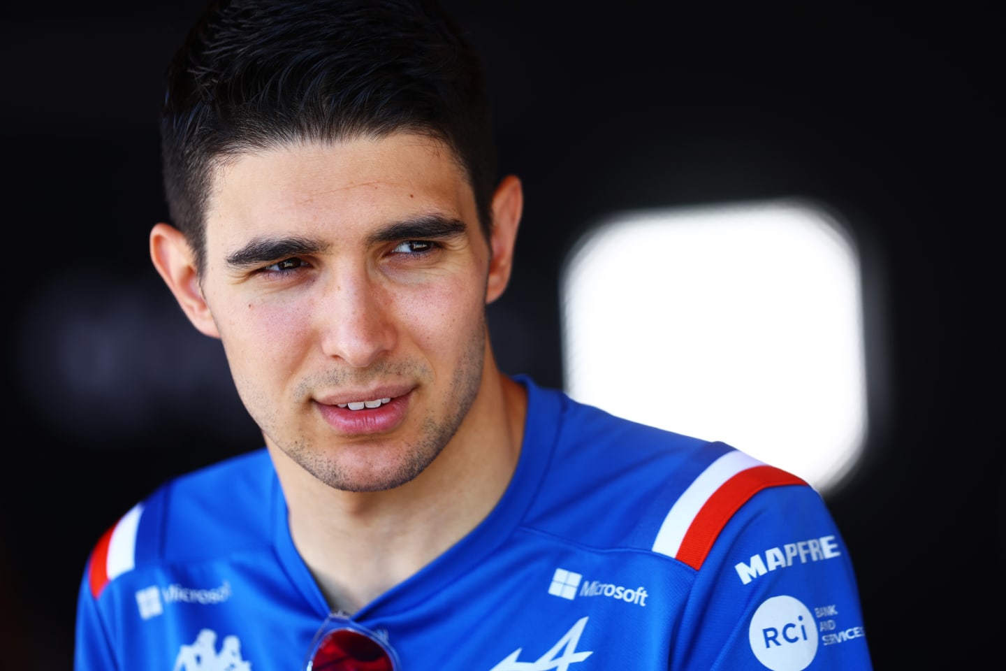 BAKU, AZERBAIJAN - JUNE 10: Esteban Ocon of France and Alpine F1 talks to the media in the Paddock prior to practice ahead of the F1 Grand Prix of Azerbaijan at Baku City Circuit on June 10, 2022 in Baku, Azerbaijan. (Photo by Mark Thompson/Getty Images)