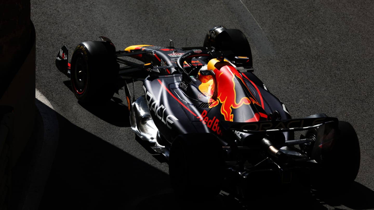 BAKU, AZERBAIJAN - JUNE 10: Max Verstappen of the Netherlands driving the (1) Oracle Red Bull Racing RB18 on track during practice ahead of the F1 Grand Prix of Azerbaijan at Baku City Circuit on June 10, 2022 in Baku, Azerbaijan. (Photo by Bryn Lennon - Formula 1/Formula 1 via Getty Images)