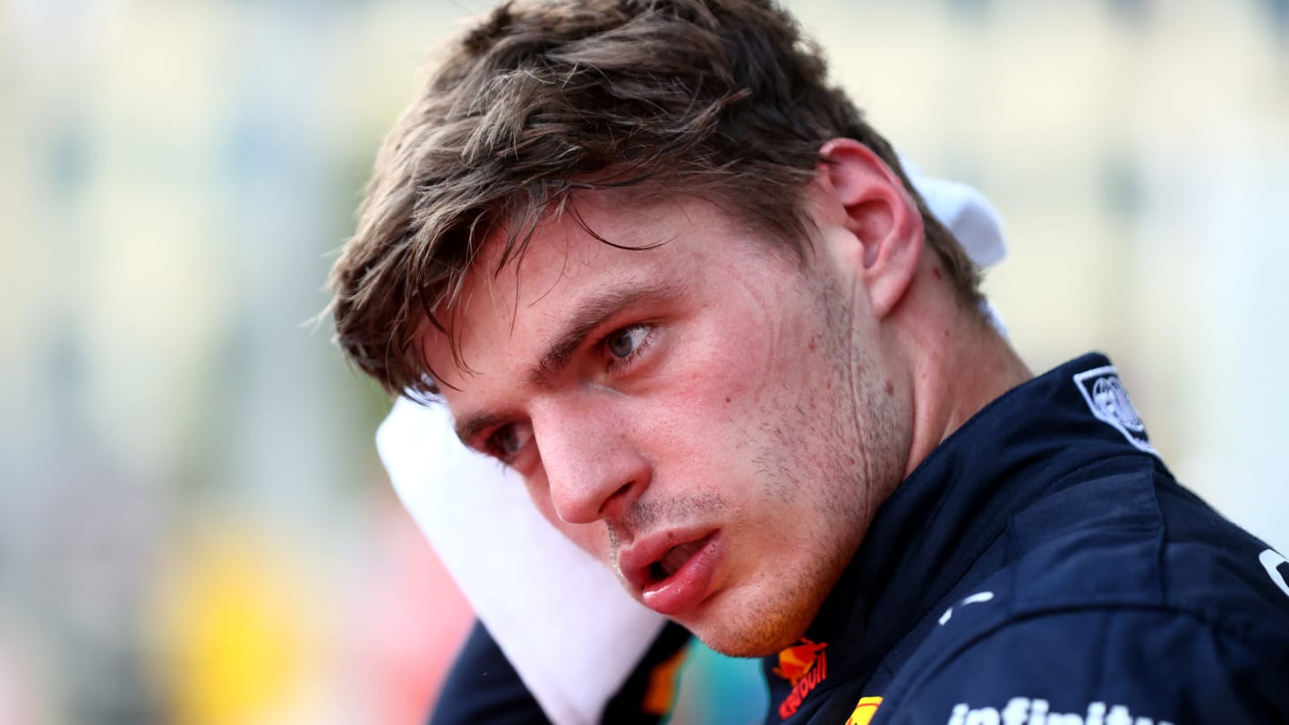 BAKU, AZERBAIJAN - JUNE 11: Third placed qualifier Max Verstappen of the Netherlands and Oracle Red Bull Racing looks on in parc ferme during qualifying ahead of the F1 Grand Prix of Azerbaijan at Baku City Circuit on June 11, 2022 in Baku, Azerbaijan. (Photo by Dan Istitene - Formula 1/Formula 1 via Getty Images)