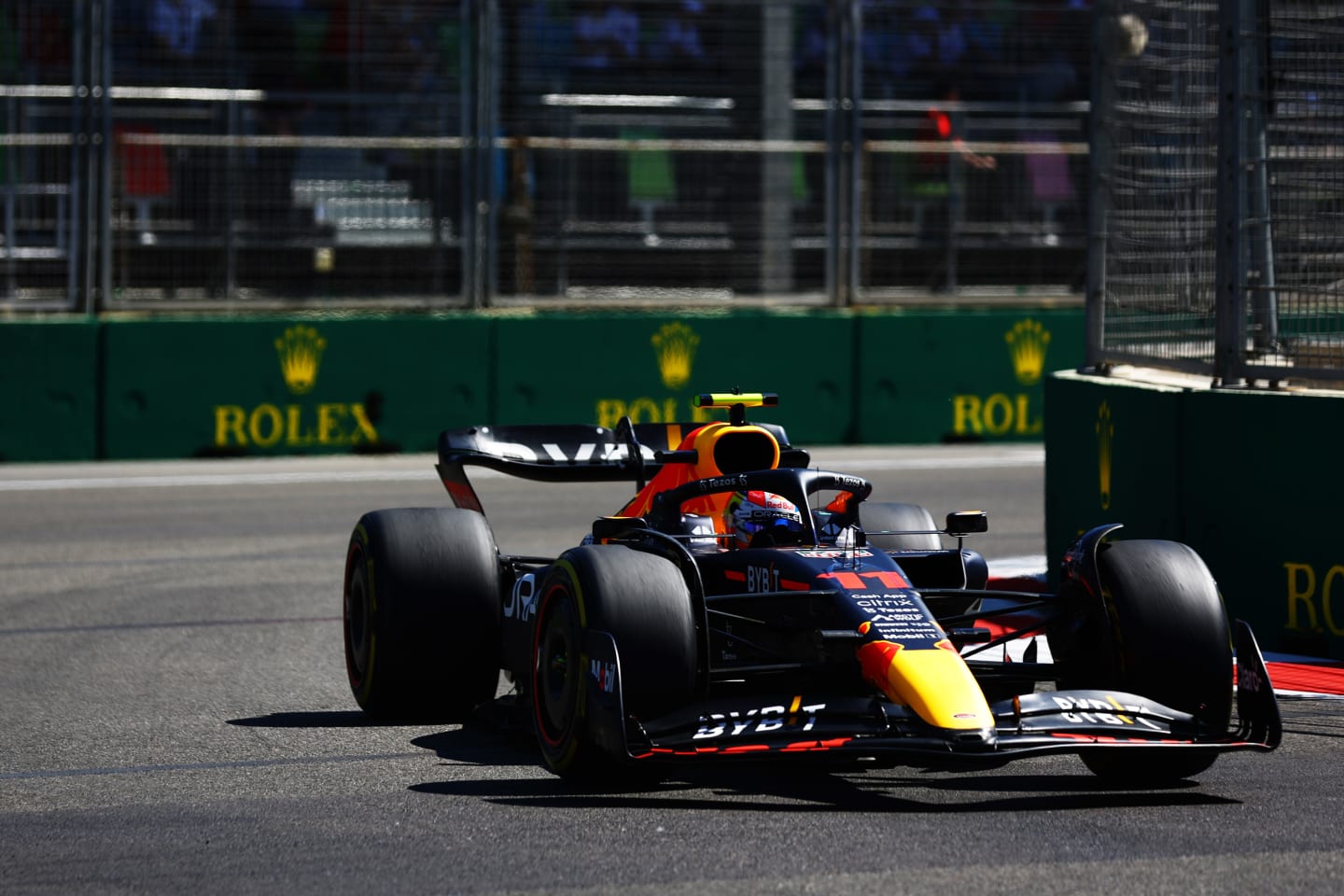 BAKU, AZERBAIJAN - JUNE 12: Sergio Perez of Mexico driving the (11) Oracle Red Bull Racing RB18 on