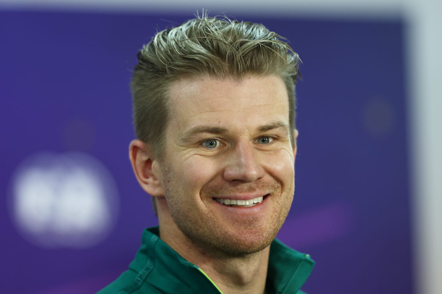 BAHRAIN, BAHRAIN - MARCH 18: Nico Hulkenberg of Germany and Aston Martin F1 Team looks on in the Drivers Press Conference before practice ahead of the F1 Grand Prix of Bahrain at Bahrain International Circuit on March 18, 2022 in Bahrain, Bahrain. (Photo by Lars Baron/Getty Images)