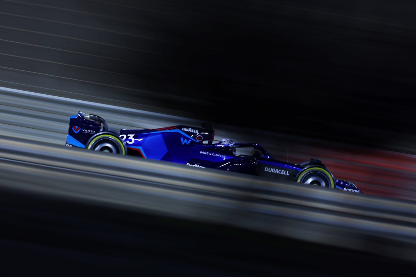 BAHRAIN, BAHRAIN - MARCH 18: Alexander Albon of Thailand driving the (23) Williams FW44 Mercedes on track during practice ahead of the F1 Grand Prix of Bahrain at Bahrain International Circuit on March 18, 2022 in Bahrain, Bahrain. (Photo by Lars Baron/Getty Images)