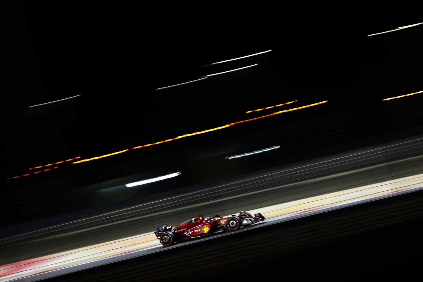 BAHRAIN, BAHRAIN - MARCH 19: Charles Leclerc of Monaco driving (16) the Ferrari F1-75 on track