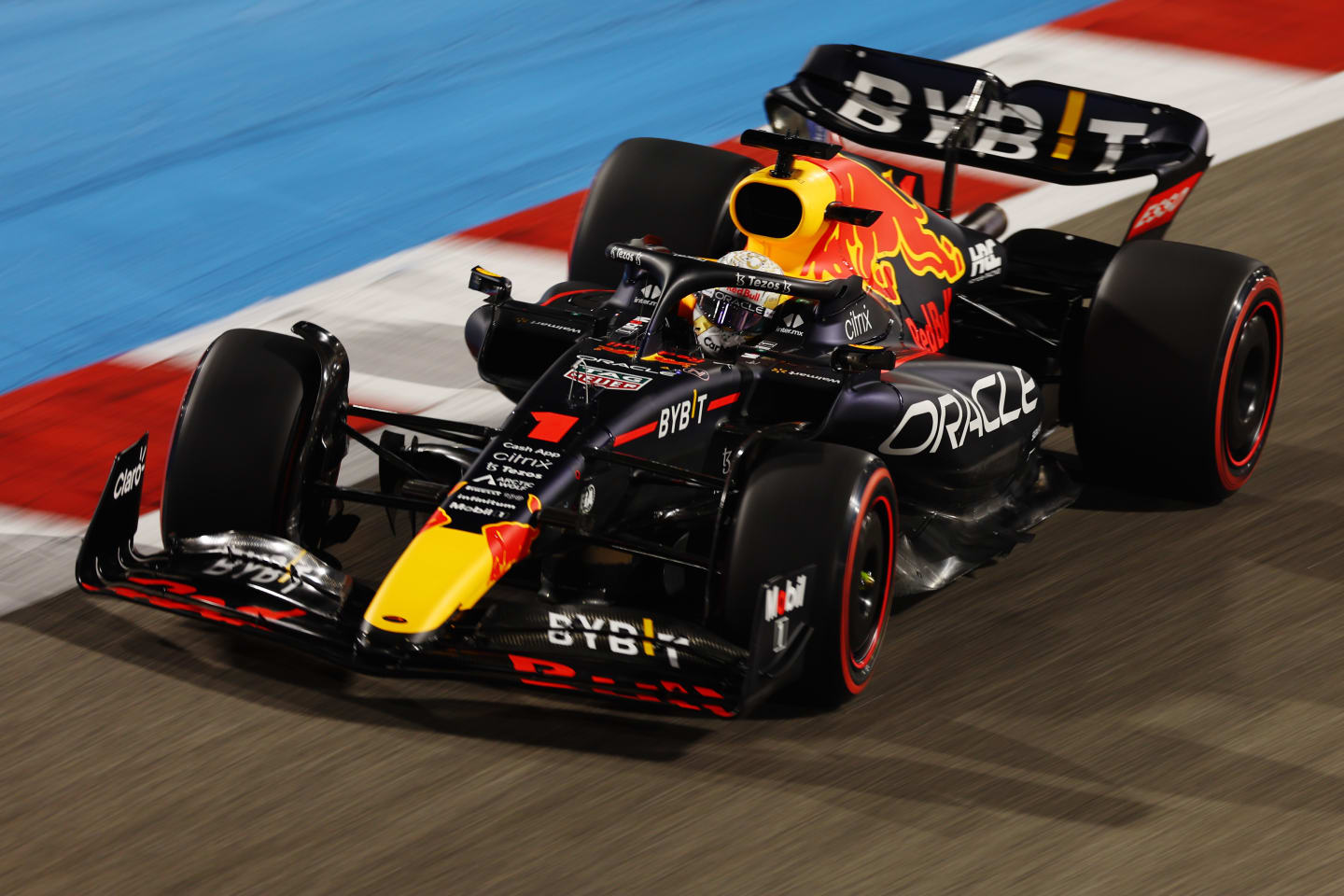 BAHRAIN, BAHRAIN - MARCH 19: Max Verstappen of the Netherlands driving the (1) Oracle Red Bull