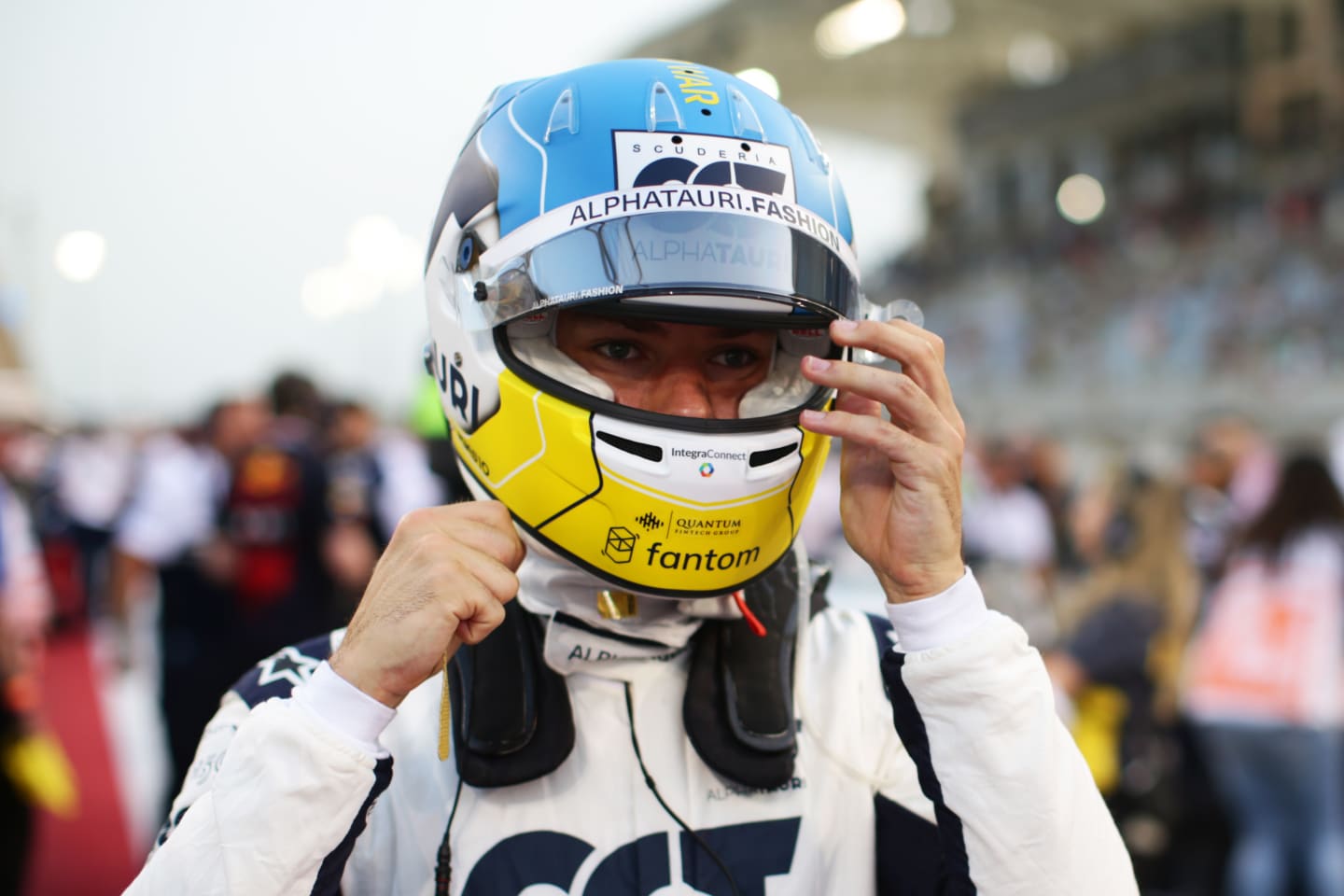 BAHRAIN, BAHRAIN - MARCH 20: Pierre Gasly of France and Scuderia AlphaTauri prepares to drive on the grid prior to the F1 Grand Prix of Bahrain at Bahrain International Circuit on March 20, 2022 in Bahrain, Bahrain. (Photo by Peter Fox/Getty Images)