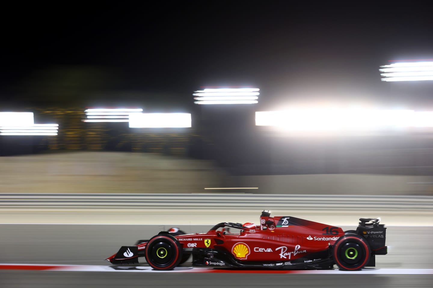 BAHRAIN, BAHRAIN - MARCH 20: Charles Leclerc of Monaco driving (16) the Ferrari F1-75 during the F1