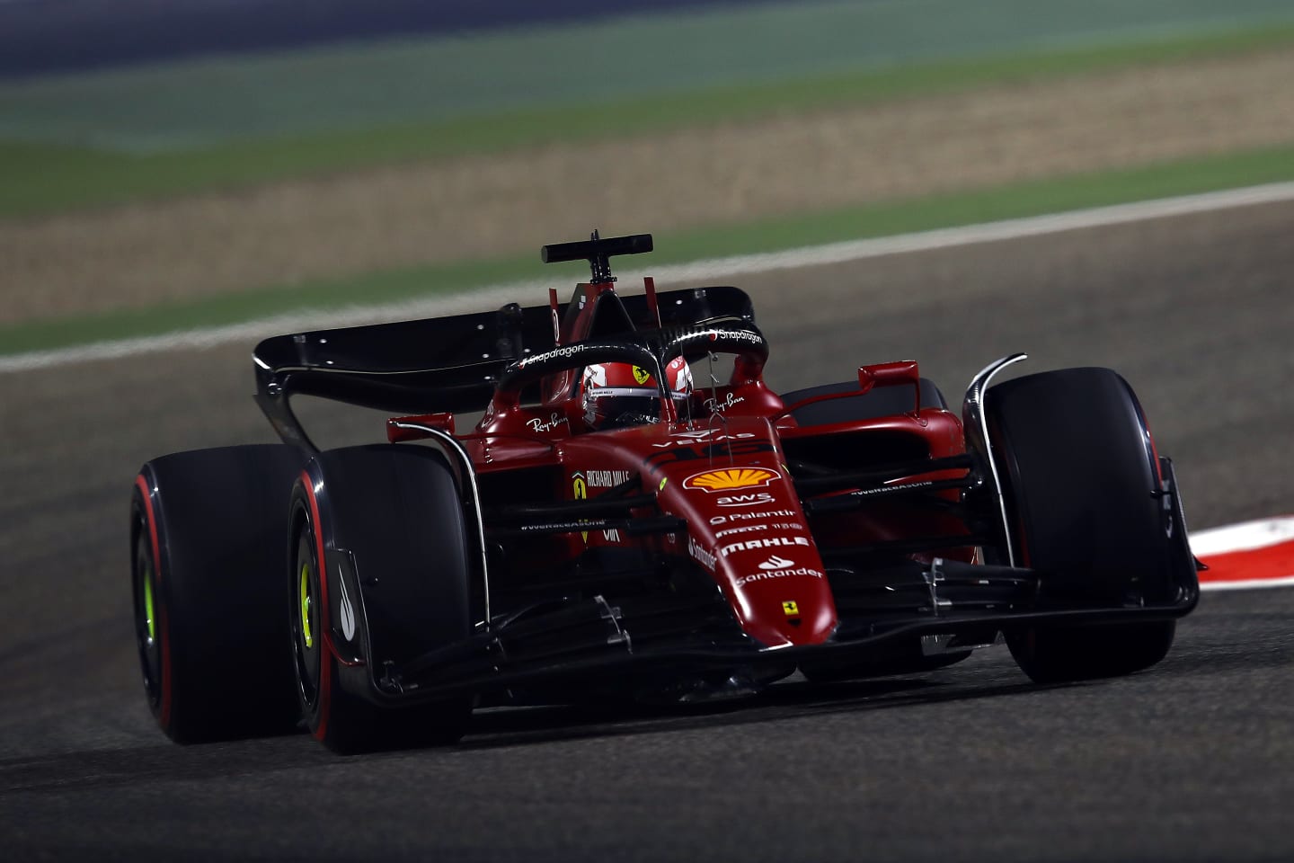 BAHRAIN, BAHRAIN - MARCH 20: Charles Leclerc of Monaco driving (16) the Ferrari F1-75 on track