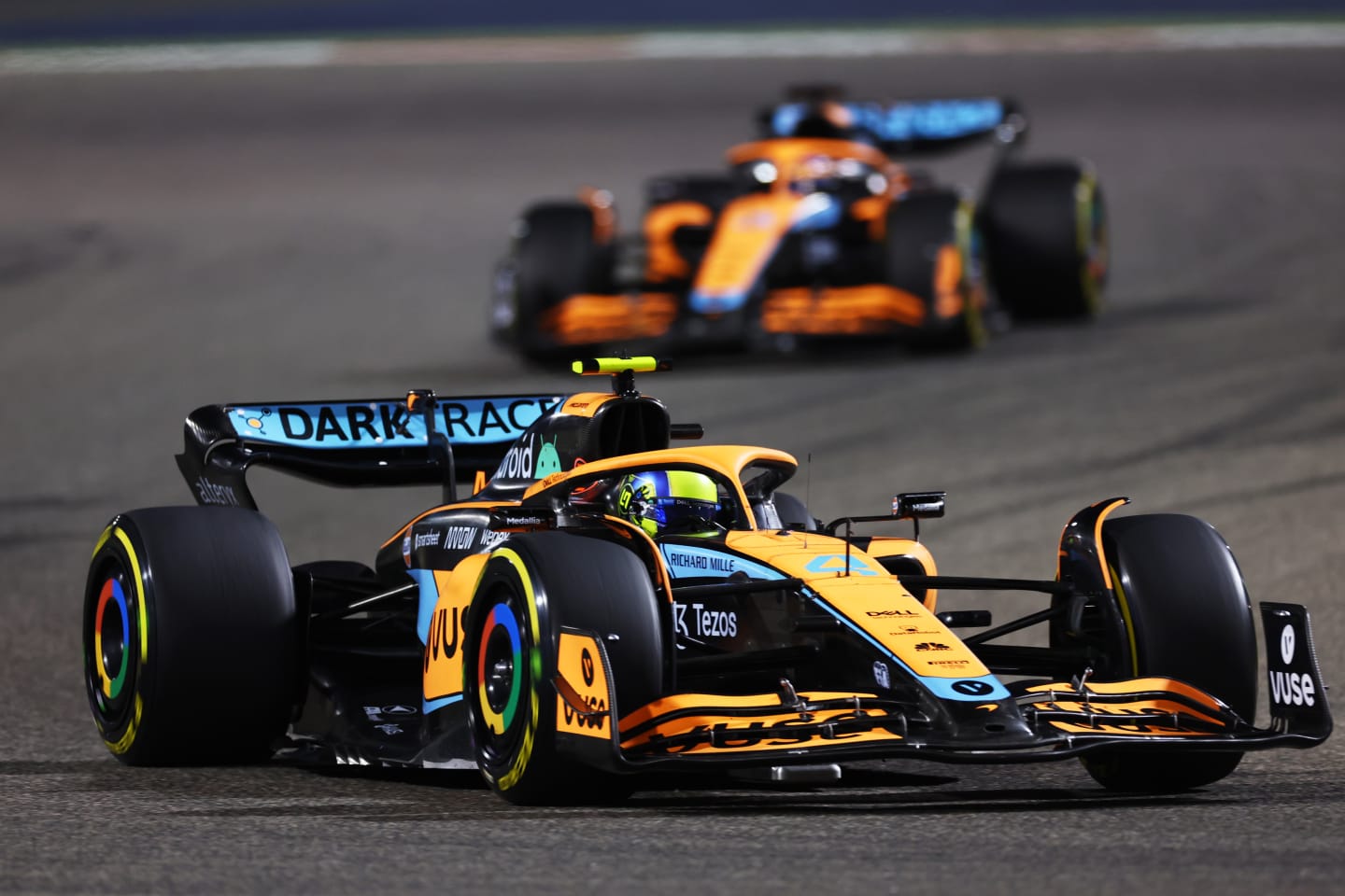 BAHRAIN, BAHRAIN - MARCH 20: Lando Norris of Great Britain driving the (4) McLaren MCL36 Mercedes