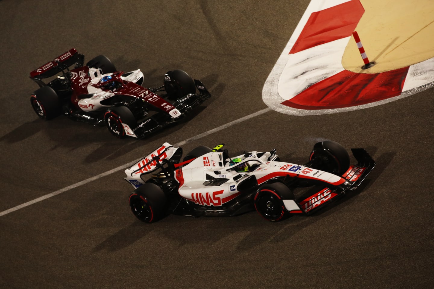 BAHRAIN, BAHRAIN - MARCH 20: Mick Schumacher of Germany driving the (47) Haas F1 VF-22 Ferrari