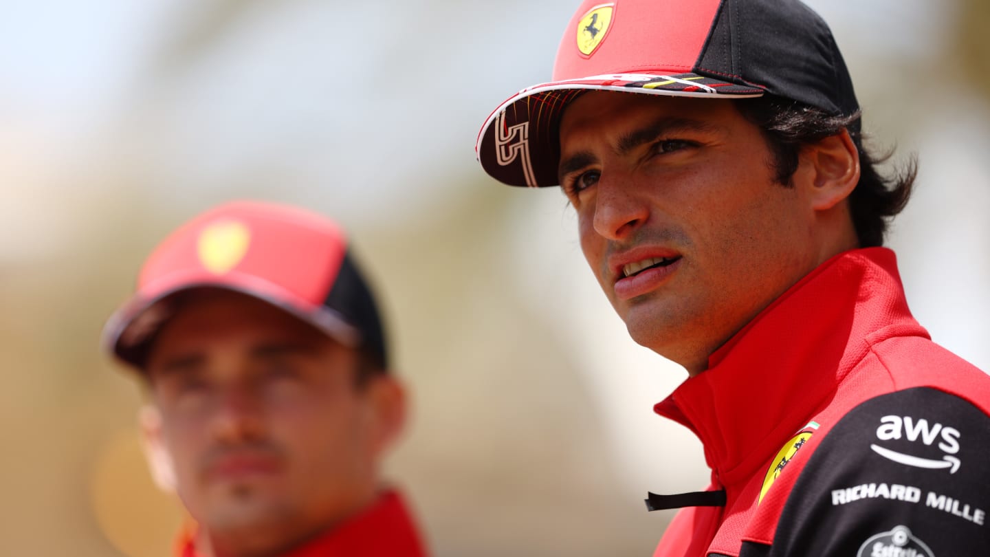 BAHRAIN, BAHRAIN - MARCH 17: Carlos Sainz of Spain and Ferrari looks on in the Paddock during