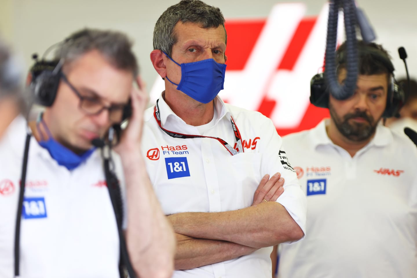 BAHRAIN, BAHRAIN - MARCH 11: Haas F1 Team Principal Guenther Steiner looks on in the garage during Day Two of F1 Testing at Bahrain International Circuit on March 11, 2022 in Bahrain, Bahrain. (Photo by Dan Istitene - Formula 1/Formula 1 via Getty Images)