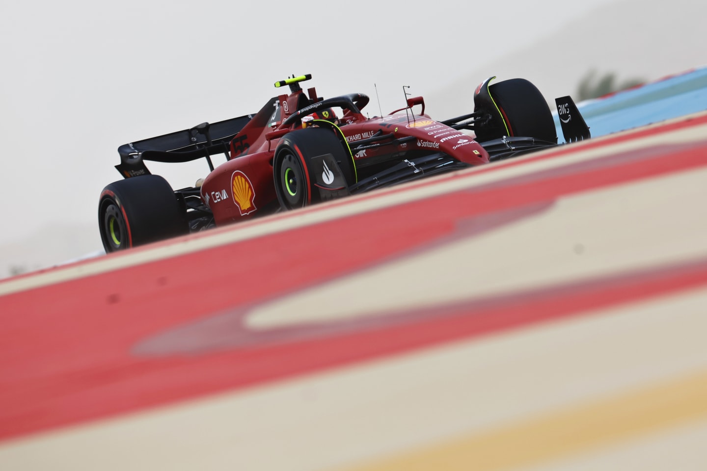 BAHRAIN, BAHRAIN - MARCH 11: Carlos Sainz of Spain driving the (55) Ferrari SF-75 during Day Two of F1 Testing at Bahrain International Circuit on March 11, 2022 in Bahrain, Bahrain. (Photo by Mark Thompson/Getty Images)