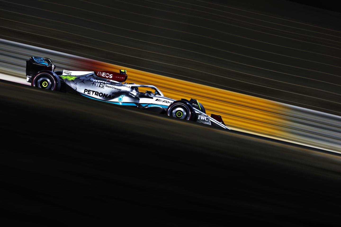 BAHRAIN, BAHRAIN - MARCH 11: Lewis Hamilton of Great Britain driving the (44) Mercedes AMG Petronas