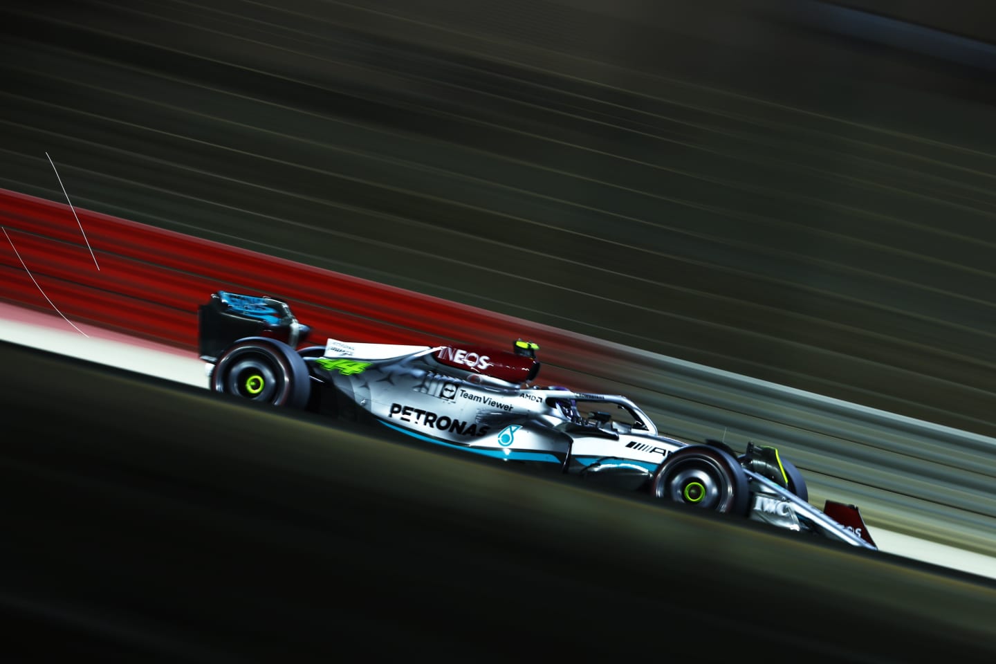 BAHRAIN, BAHRAIN - MARCH 11: Lewis Hamilton of Great Britain driving the (44) Mercedes AMG Petronas