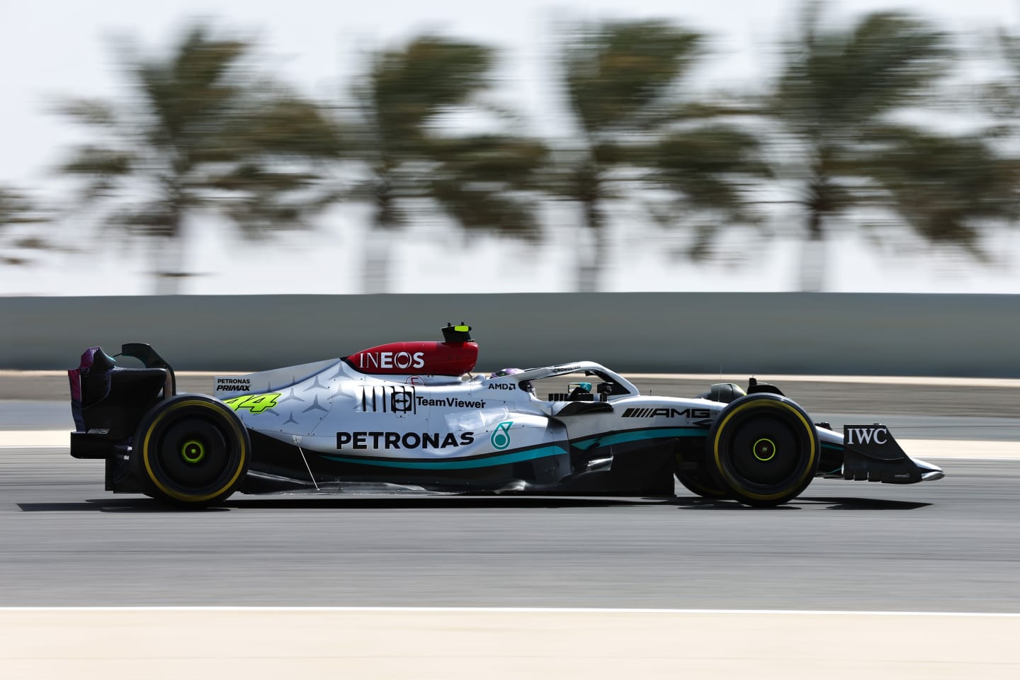 BAHRAIN, BAHRAIN - MARCH 12: Lewis Hamilton of Great Britain driving the (44) Mercedes AMG Petronas