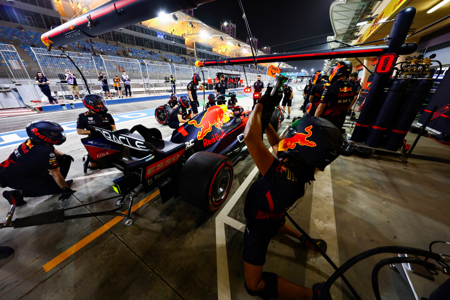 BAHRAIN, BAHRAIN - MARCH 12: Max Verstappen of the Netherlands driving the (1) Oracle Red Bull