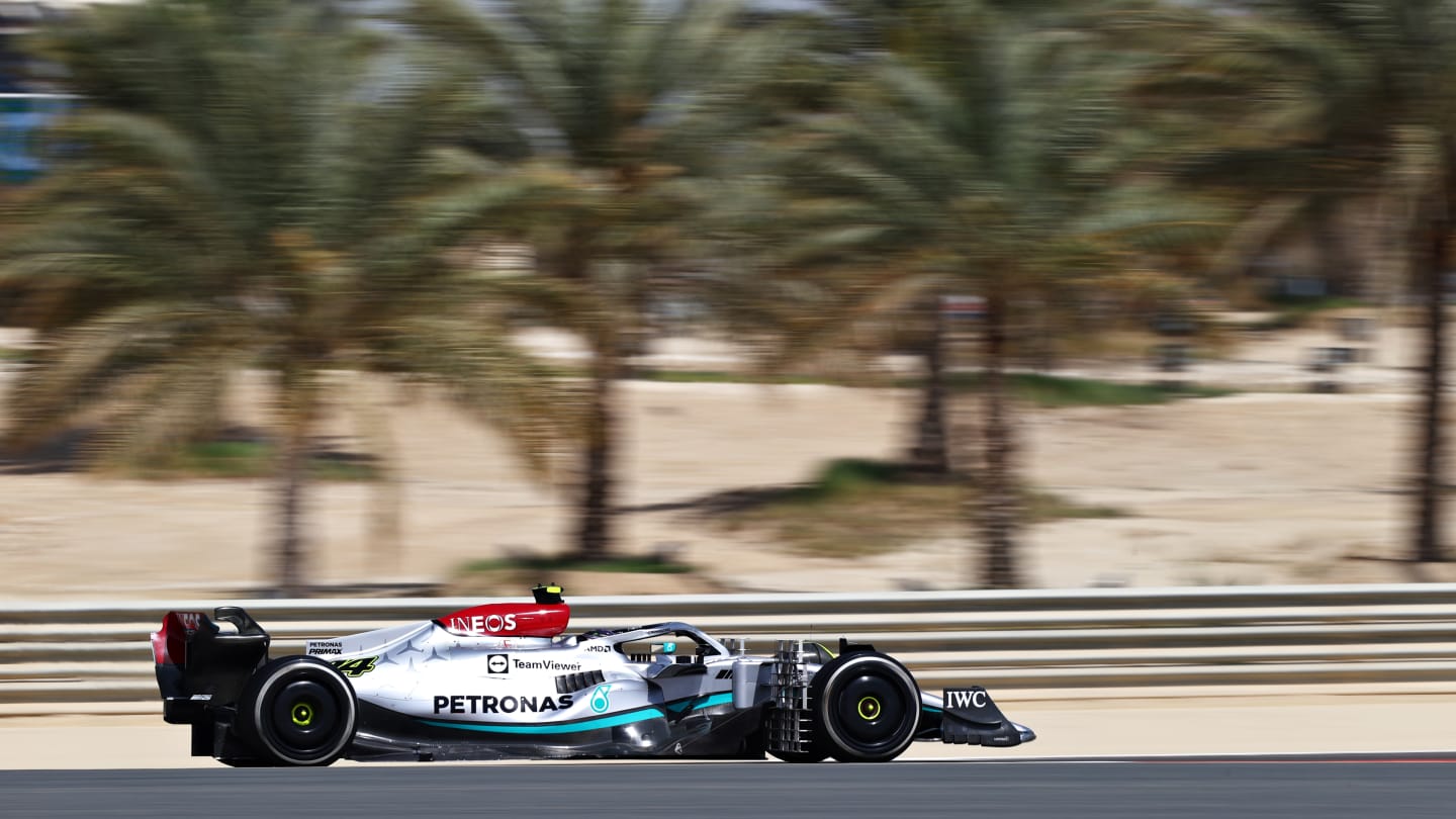 BAHRAIN, BAHRAIN - MARCH 10: Lewis Hamilton of Great Britain driving the (44) Mercedes AMG Petronas