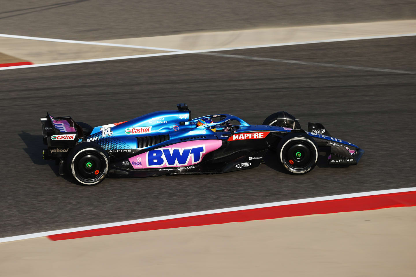 BAHRAIN, BAHRAIN - MARCH 10: Fernando Alonso of Spain driving the (14) Alpine F1 A522 Renault on