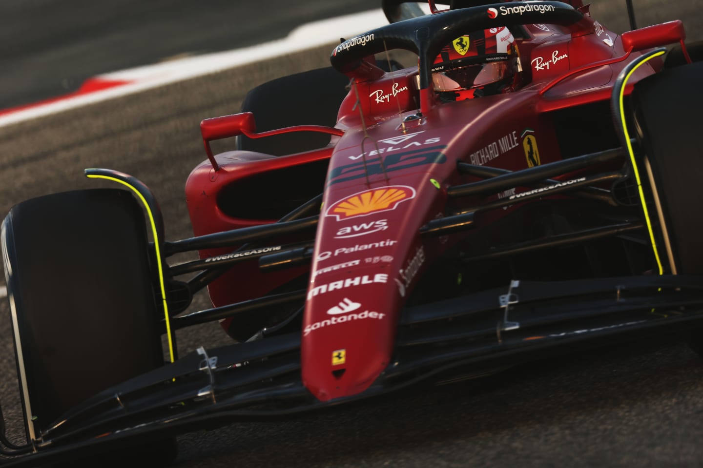 BAHRAIN, BAHRAIN - MARCH 10: Carlos Sainz of Spain driving (55) the Ferrari F1-75 on track during