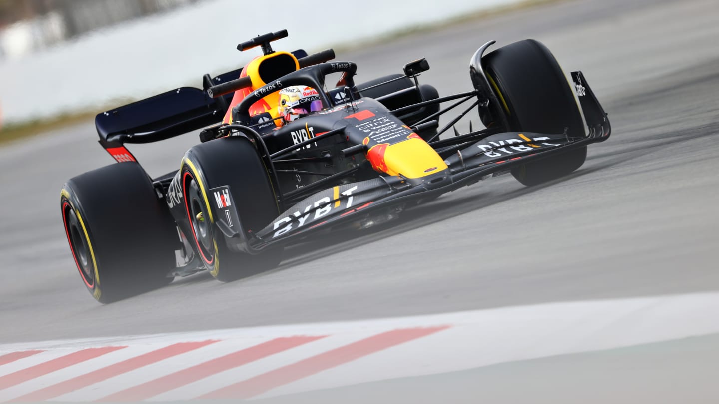 BARCELONA, SPAIN - FEBRUARY 25: Max Verstappen of the Netherlands driving the (1) Oracle Red Bull