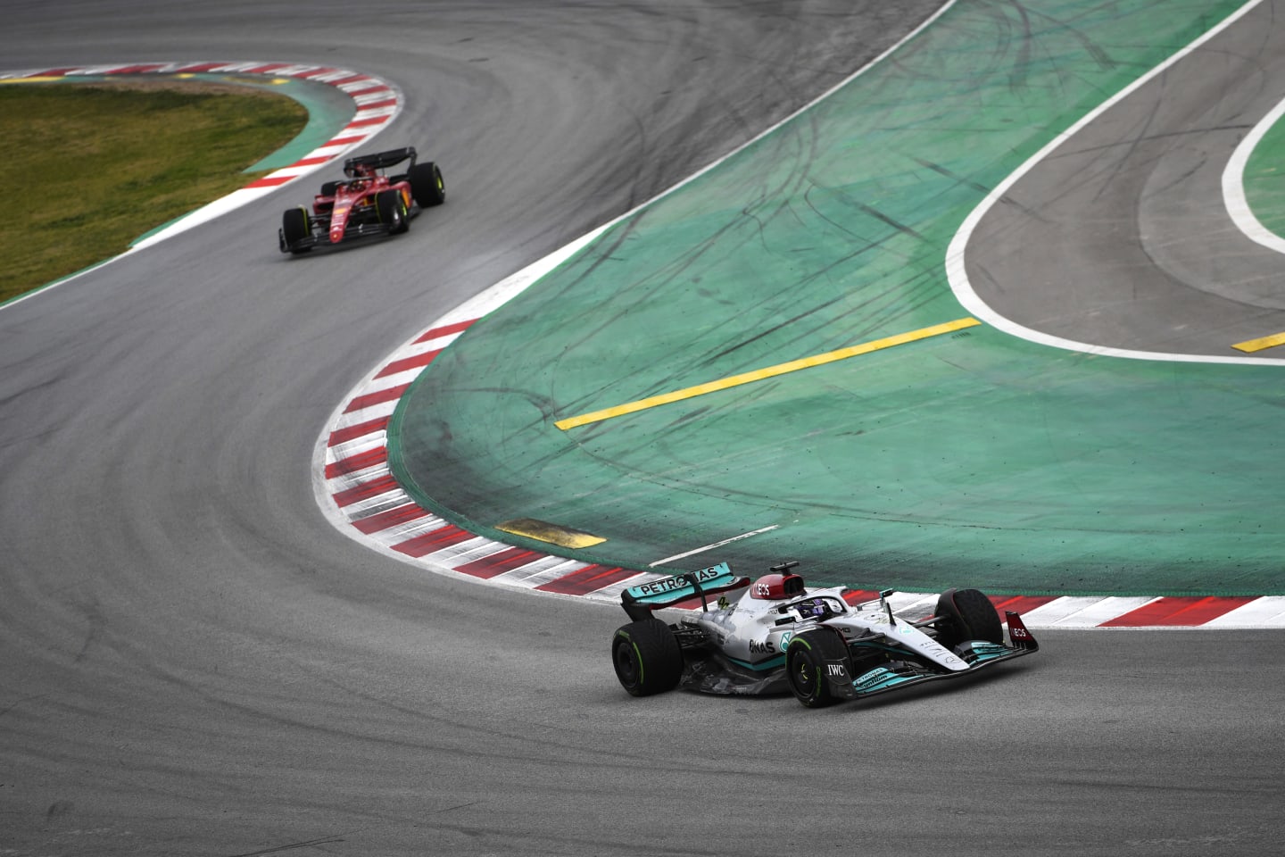 BARCELONA, SPAIN - FEBRUARY 25: Lewis Hamilton of Great Britain driving the (44) Mercedes AMG