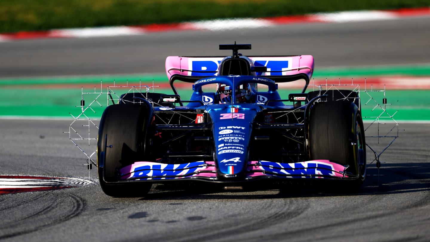 BARCELONA, SPAIN - FEBRUARY 24: Esteban Ocon of France driving the (31) Alpine F1 A522 Renault