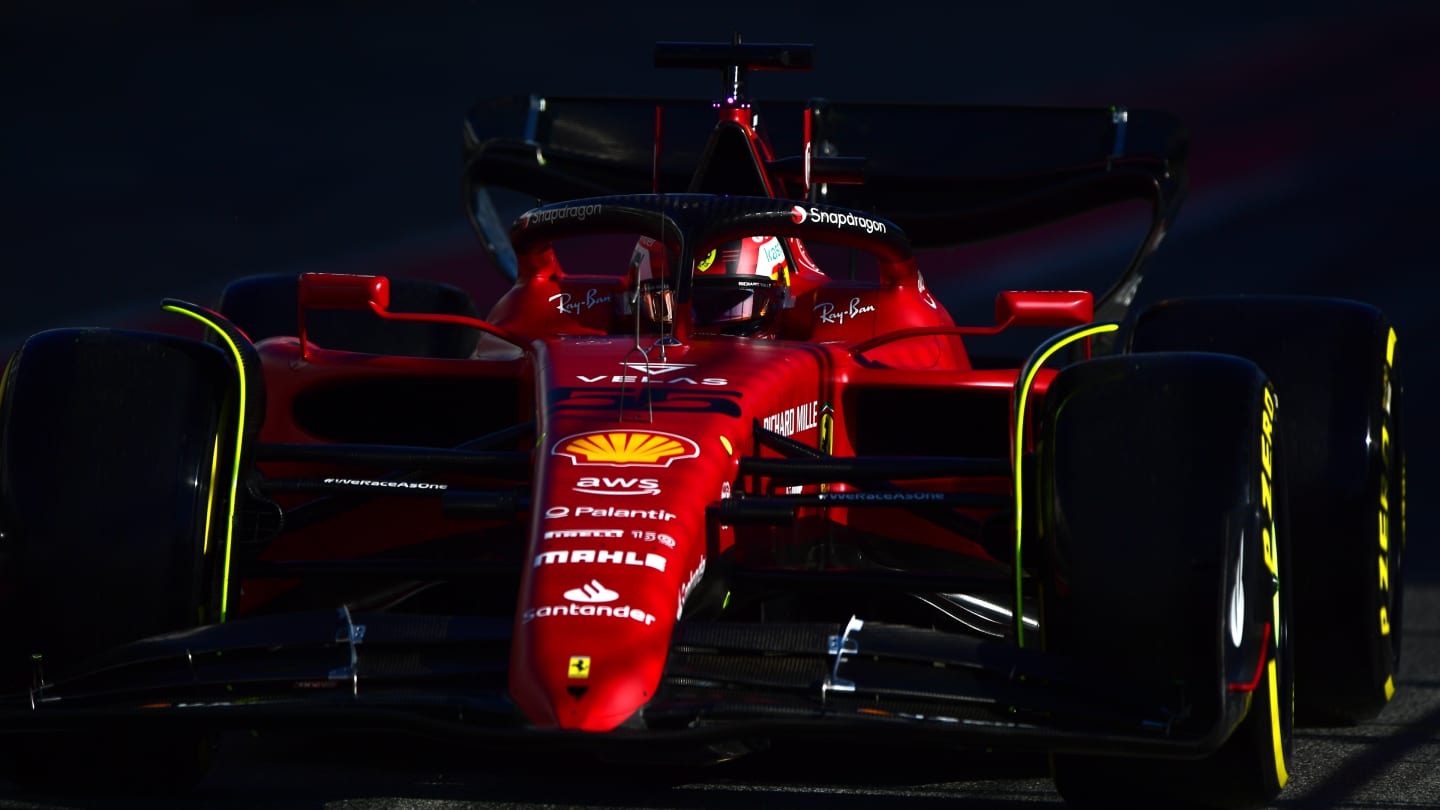 BARCELONA, SPAIN - FEBRUARY 24: Carlos Sainz of Spain driving the (55) Ferrari SF-75 in the Pitlane
