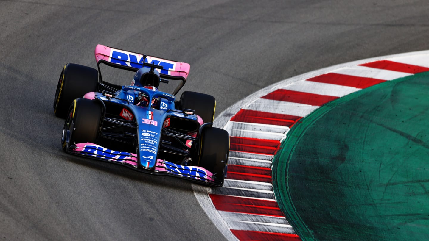 BARCELONA, SPAIN - FEBRUARY 24: Esteban Ocon of France driving the (31) Alpine F1 A522 Renault on