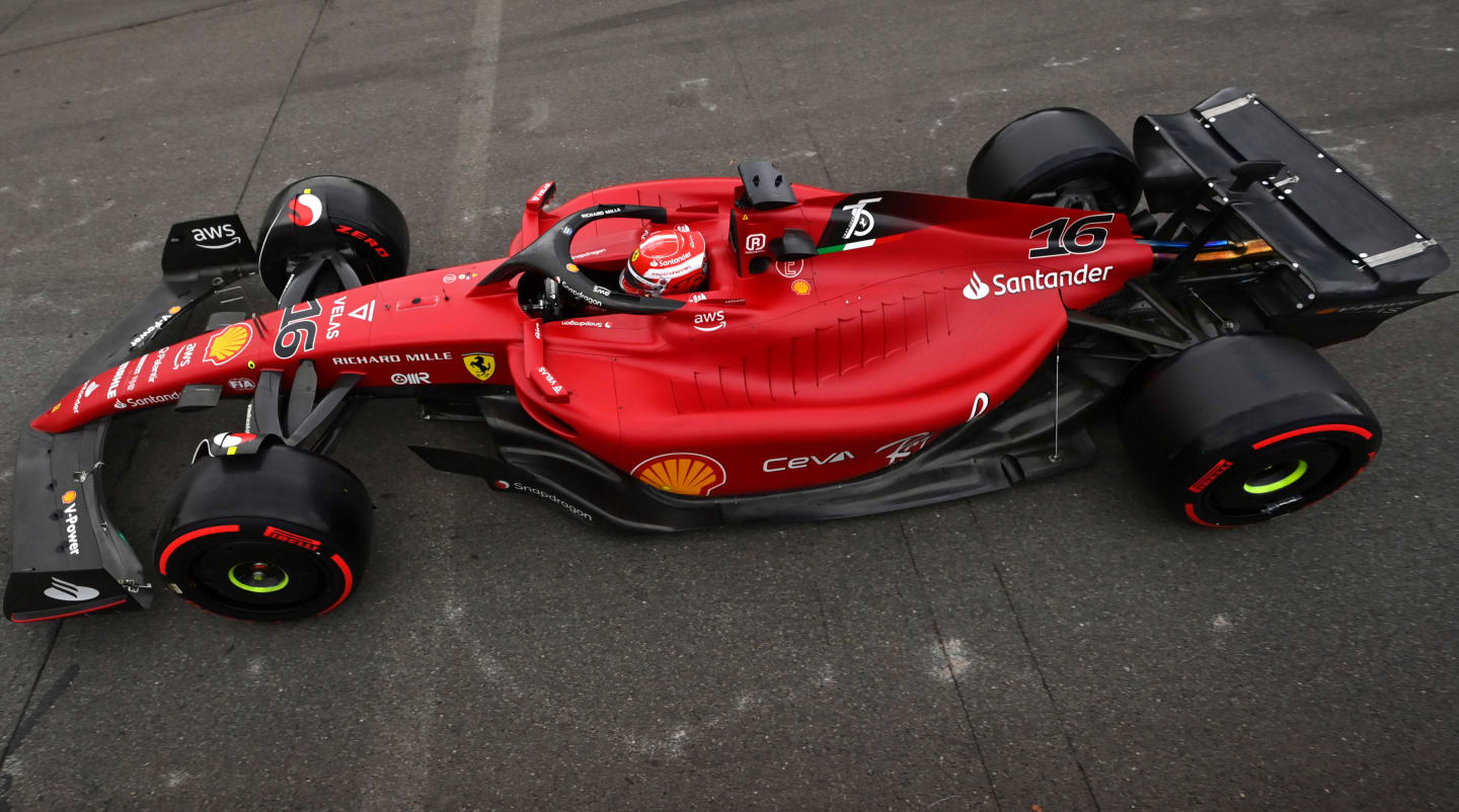 SPA, BELGIUM - AUGUST 26: Charles Leclerc of Monaco driving the (16) Ferrari F1-75 on track during practice ahead of the F1 Grand Prix of Belgium at Circuit de Spa-Francorchamps on August 26, 2022 in Spa, Belgium. (Photo by Dan Mullan/Getty Images)