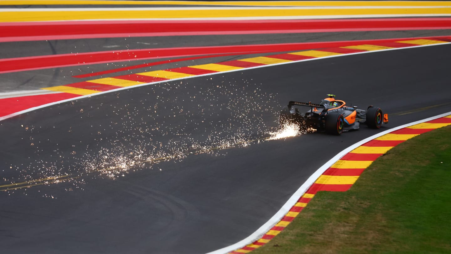 SPA, BELGIUM - AUGUST 27: Lando Norris of Great Britain driving the (4) McLaren MCL36 Mercedes on track during qualifying ahead of the F1 Grand Prix of Belgium at Circuit de Spa-Francorchamps on August 27, 2022 in Spa, Belgium. (Photo by Dan Istitene - Formula 1/Formula 1 via Getty Images)