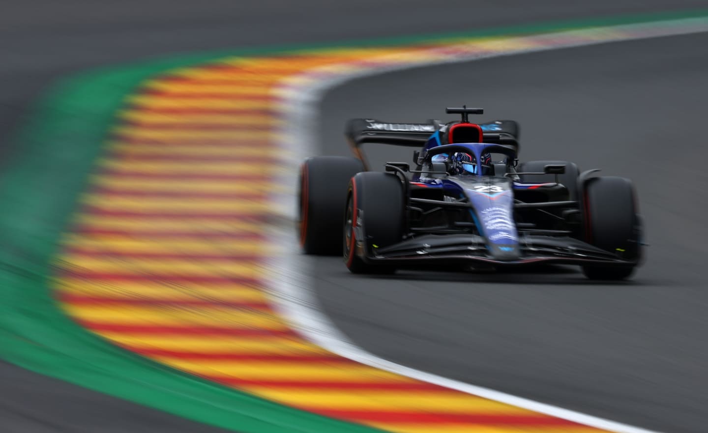 SPA, BELGIUM - AUGUST 27: Alexander Albon of Thailand driving the (23) Williams FW44 Mercedes on