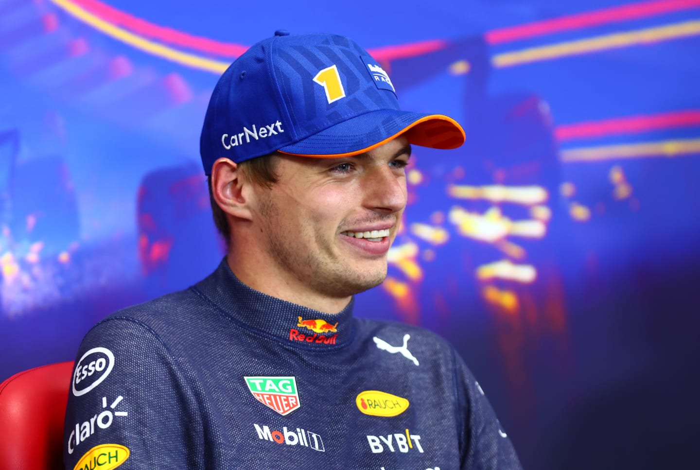 SPA, BELGIUM - AUGUST 27: Pole position qualifier Max Verstappen of the Netherlands and Oracle Red Bull Racing attends the press conference after qualifying ahead of the F1 Grand Prix of Belgium at Circuit de Spa-Francorchamps on August 27, 2022 in Spa, Belgium. (Photo by Dan Istitene/Getty Images)