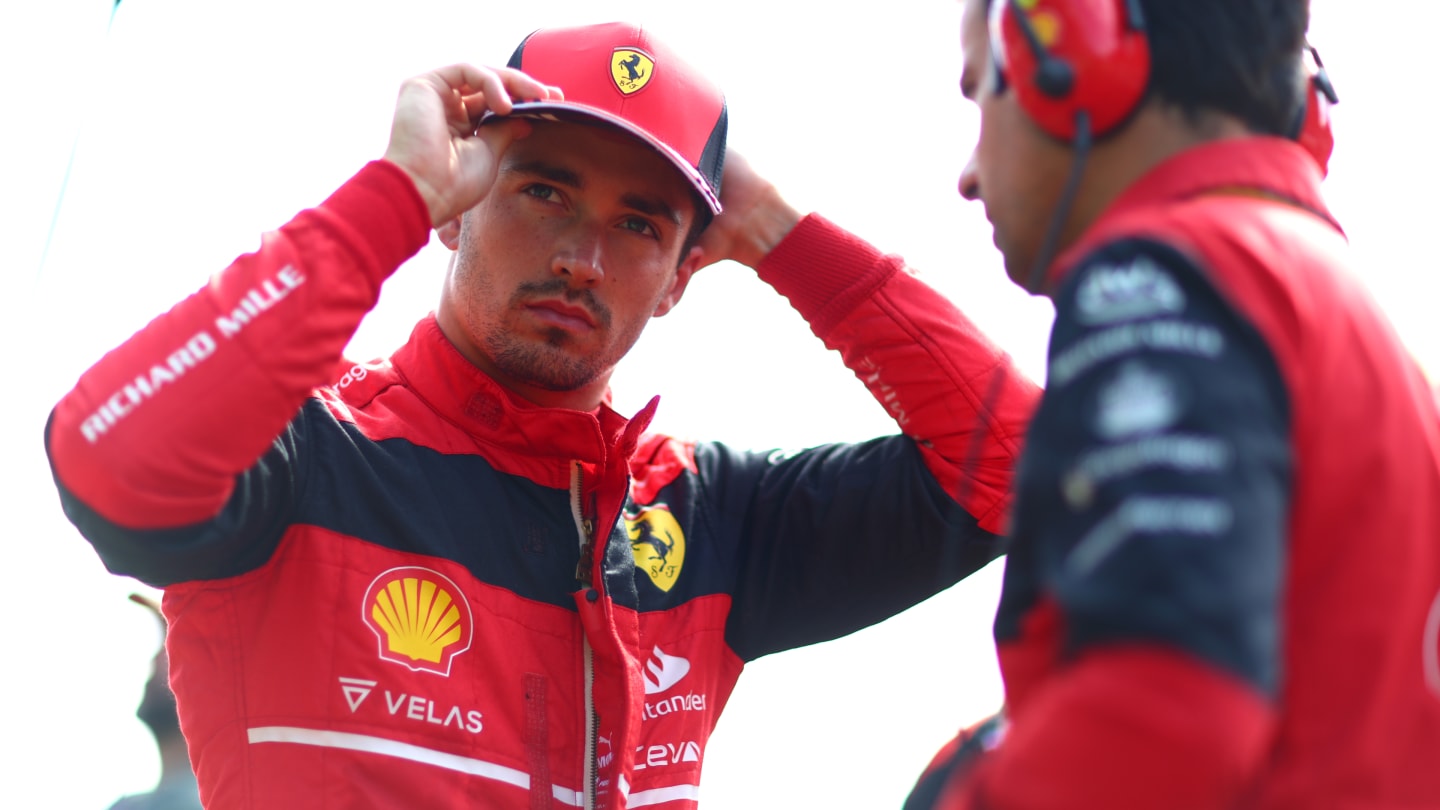 SPA, BELGIUM - AUGUST 28: Charles Leclerc of Monaco and Ferrari prepares to drive on the grid