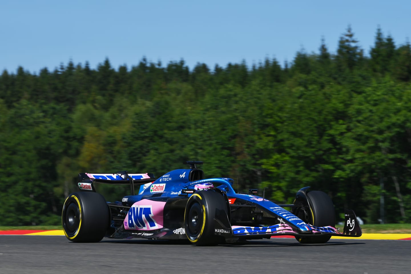 SPA, BELGIUM - AUGUST 28: Fernando Alonso of Spain driving the (14) Alpine F1 A522 Renault on track