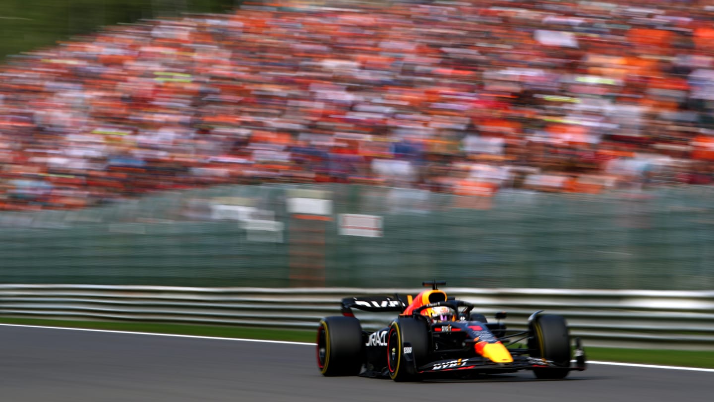 SPA, BELGIUM - AUGUST 28: Max Verstappen of the Netherlands driving the (1) Oracle Red Bull Racing