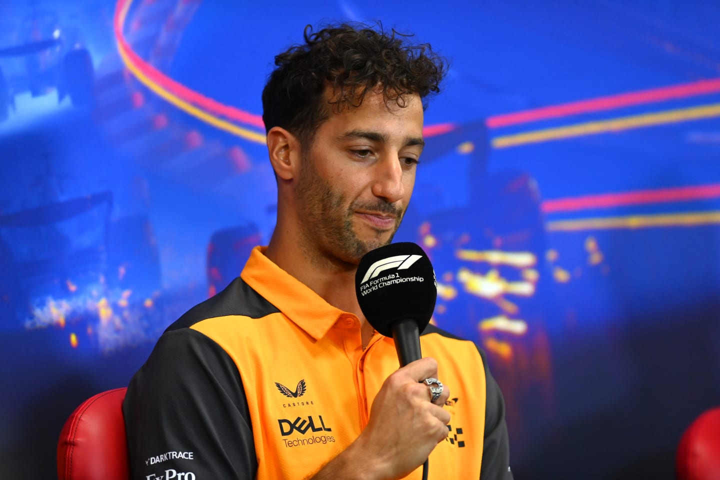 SPA, BELGIUM - AUGUST 25: Daniel Ricciardo of Australia and McLaren attends the Drivers Press Conference during previews ahead of the F1 Grand Prix of Belgium at Circuit de Spa-Francorchamps on August 25, 2022 in Spa, Belgium. (Photo by Dan Mullan/Getty Images)