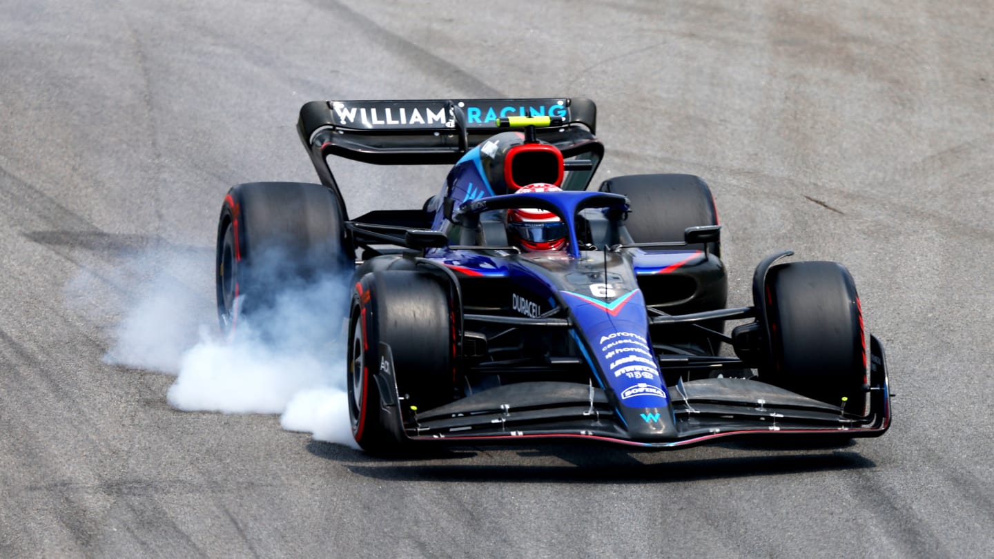 SAO PAULO, BRAZIL - NOVEMBER 11: Nicholas Latifi of Canada driving the (6) Williams FW44 Mercedes